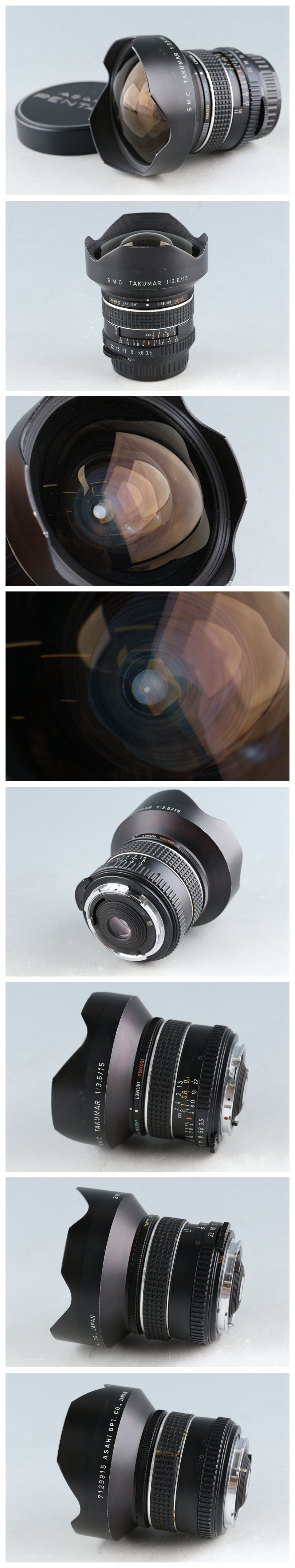 Asahi Pentax SMC Takumar 15mm F/3.5 Lens for M42 + K Mount Asahi Pentax SMC Takumar 15mm F/3.5 Lens for M42 + K Mount
